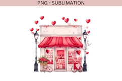 Watercolor Valentine shop png design for T-shirts Product Image 1