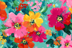 Vibrant Hand Painted Floral Pattern Background Art Product Image 1
