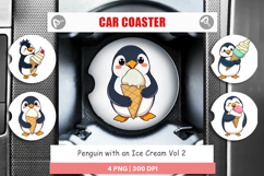 Car Coaster Penguin with an Ice Cream Product Image 1
