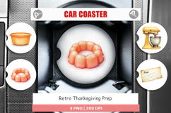 Car Coaster Watercolor Retro Thanksgiving Prep Product Image 1