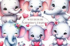 Watercolour valentine&#039;s Elephant Clipart Product Image 1
