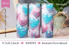 Blue Ctystal Hearts Tumbler Wrap, Valentine's Day Tumbler Product Image 1