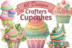Paper Cupcake Clipart Layered Paper Scrapbook Collage Png Product Image 1