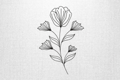 Elegant Line Art Floral Outline Embroidery Design Product Image 1