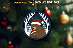 Christmas Ornament Bear SVG laser cut file for Glowforge Product Image 1
