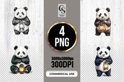 Cute Panda Animal Illustration Clipart Sublimation PNG Product Image 1