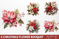 Christmas Flower Bouquet Clipart PNG Product Image 1