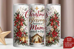 Blessed Mama Christmas 20oz Tumbler Wrap, Christian Mom Chri Product Image 2