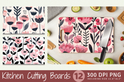 Pink Scandinavian Flowers Cutting Boards sublimation Designs Product Image 1