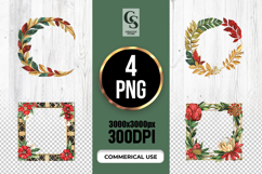 Autumn Leaf Wreath And Floral Frame Clipart Sublimation PNG Product Image 1