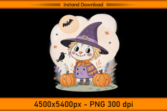 Cute Scarecrow Witch Sublimation Design PNG Product Image 1