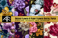 Orchid & Peony Flower Digital Paper | Flower Pattern Product Image 1