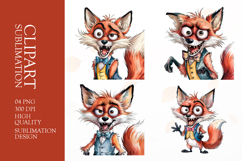Grumpy Fox watercolor clipart sublimation Product Image 1