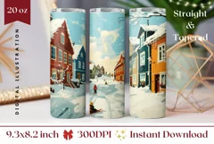 Winter Tumbler Wrap Design, Cozy Christmas Tumbler Template Product Image 1