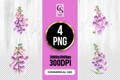 Foxglove Watercolor Floral Clipart Sublimation PNG Product Image 1