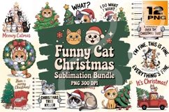 Funny Cat Christmas Sublimation Bundle - 12 Designs Product Image 1