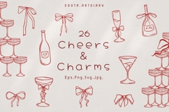 Cheers and Charms, line art fancy event elements vector art Product Image 1