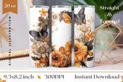 Watercolor Fall Wreath Tumbler PNG, Fall Wreath Sublimation Product Image 1