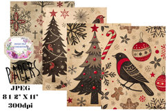 Christmas, Red, Black, Papers, Junk Journal Product Image 1