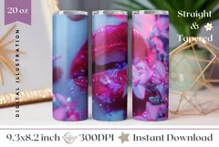 Glitter Lips Tumbler Wrap, Butterfly Tumbler Sublimation Product Image 1