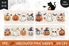 Cartoon Halloween Pumpkins Mug PNG, Funny Ghosts Mug Product Image 1