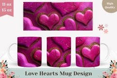 Pink Hearts Mug Wrap, Glitter Love Mug Template Product Image 1