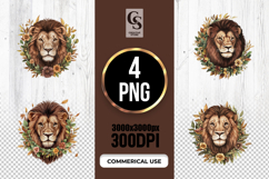 Watercolor Lion Wreath PNG Clipart Product Image 1