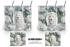 3D White Lion in the Bush| Tumbler Sublimation Wrap Product Image 2