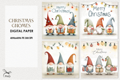 Cute christmas gnomes digital paper, background clipart Product Image 1