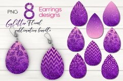Glitter Floral design | Tear drop earring sublimation bundle Product Image 1
