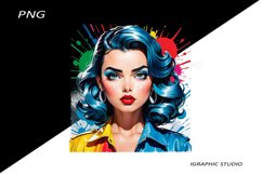 Retro Comic Style Pop Art Girls Clipart Png Product Image 1