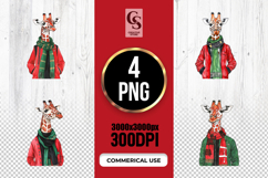 Christmas Giraffe Clipart Sublimation PNG Product Image 1