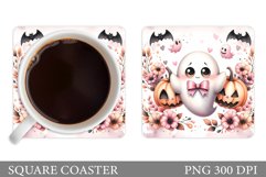 Cute Ghost Coaster Design. Halloween Sublimation Product Image 1