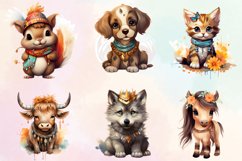 Boho Native Animals Sublimation Bundle, Watercolor Clipart Product Image 2