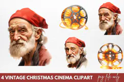 Vintage Christmas Cinema Clipart PNG Product Image 1