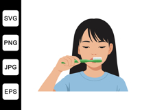 Girl brushing teeth in flat style vector art Product Image 1