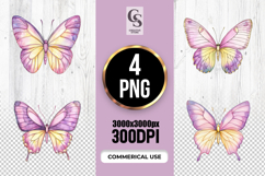 Pastel Rainbow Butterfly Clipart Sublimation PNG Product Image 1