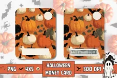 Cartoon Pumpkins Money Card Design, Fall Money Card Product Image 1