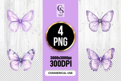 Watercolor Purple Butterfly Clipart Sublimation PNG Product Image 1