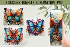 Butterfly Tumbler Wrap Sublimation Design |Tumbler Wrap Product Image 1