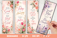 Watercolor Floral Christian Bookmark PNG, Faith Quote Product Image 1