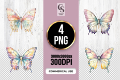 Soft Pastel Butterfly Clipart Sublimation PNG Product Image 1