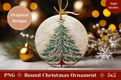 Knitted Christmas Ornament PNG, Embroidery Christmas Tree Product Image 1