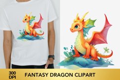Watercolour Fantasy Dragon Clipart Product Image 1