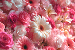 Soft Pink Floral Background with Roses and Daisies Product Image 1