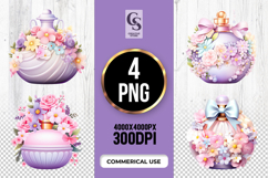 Floral Perfume Bottle Clipart Sublimation PNG Product Image 1