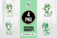 Cute Baby Dragon Green Top Hat Clipart Sublimation PNG Product Image 1