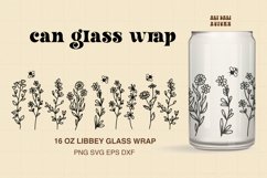Flowers And Bee Wrap For Libbey Can Glass| Wildflowers SVG Product Image 1