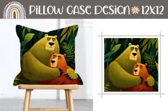 Cartoon Bears Pillow Design, Cartoon Animals PNG Product Image 1