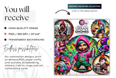 Urban Gnome Clipart, hip hop Gnome Clipart, Gnomes png Product Image 2